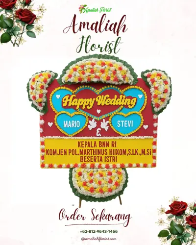 Karangan Papan Bunga Pernikahan di Sriwungu
